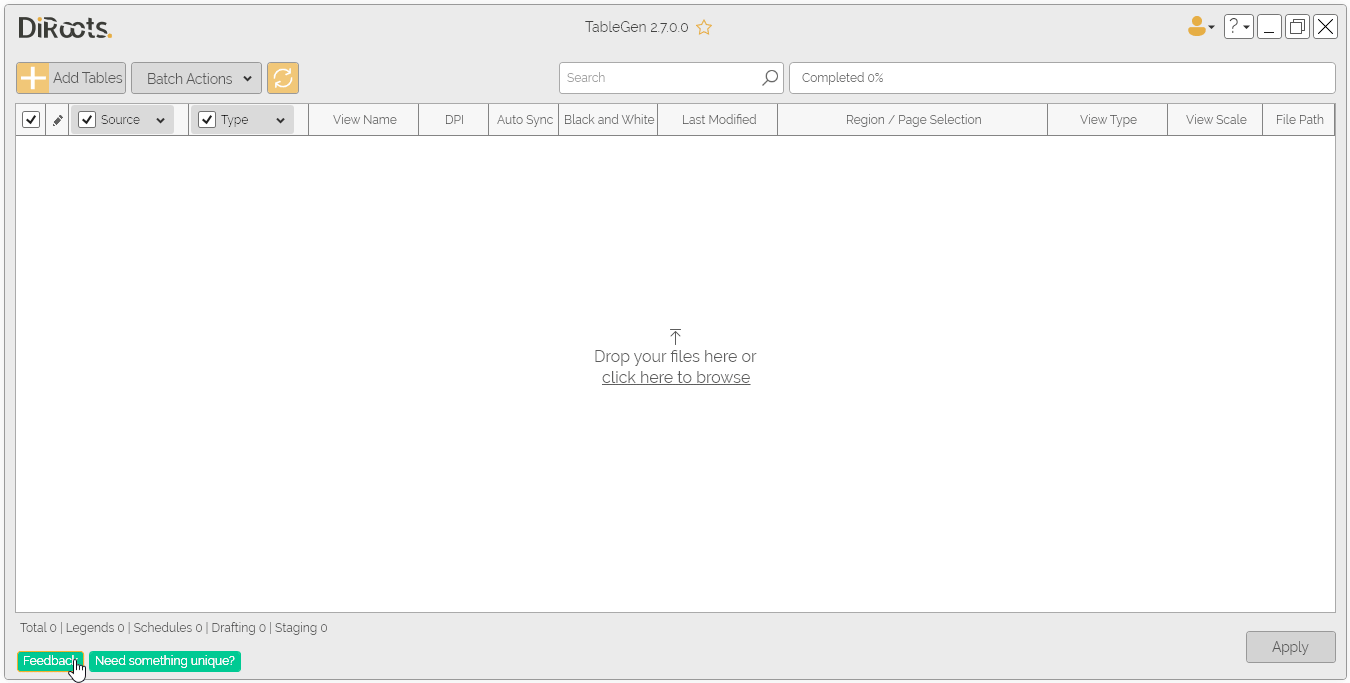 TableGen selecting data to import